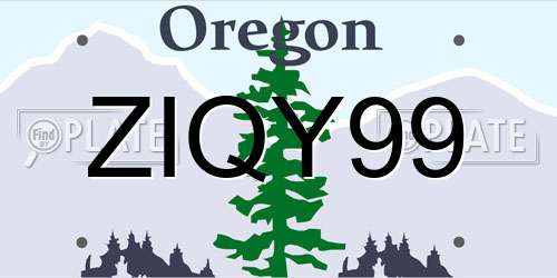 ZIQY99 Oregon License Plate