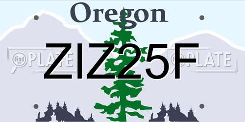 ZIZ25F Oregon License Plate