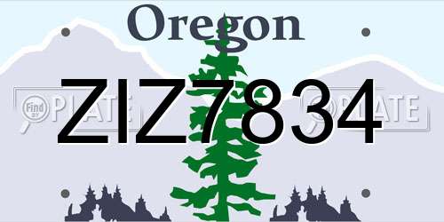 ZIZ7834 Oregon License Plate