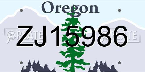 ZJ15986 Oregon License Plate