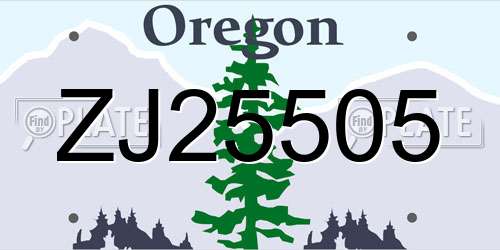 ZJ25505 Oregon License Plate