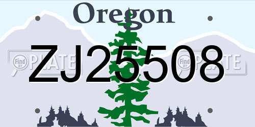 ZJ25508 Oregon License Plate