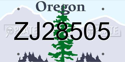 ZJ28505 Oregon License Plate