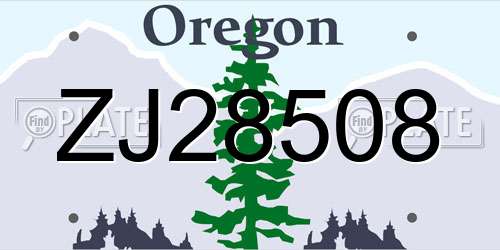 ZJ28508 Oregon License Plate