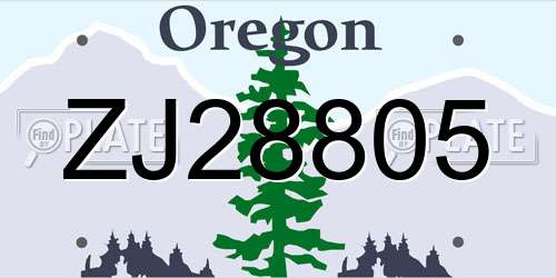 ZJ28805 Oregon License Plate