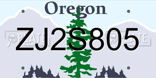 ZJ2S805 Oregon License Plate