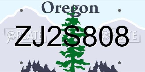 ZJ2S808 Oregon License Plate