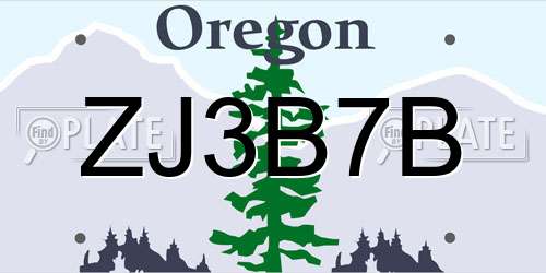 ZJ3B7B Oregon License Plate