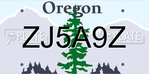 ZJ5A9Z Oregon License Plate