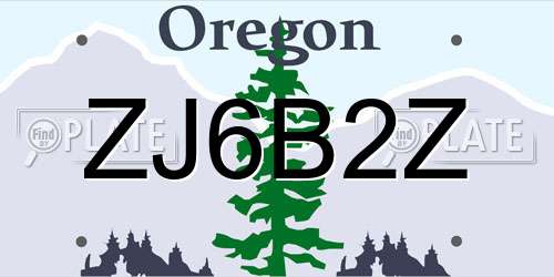 ZJ6B2Z Oregon License Plate