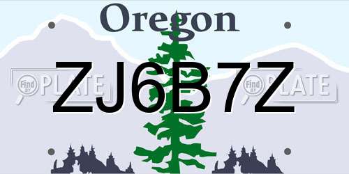 ZJ6B7Z Oregon License Plate