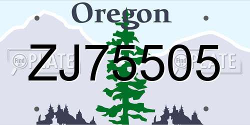 ZJ75505 Oregon License Plate