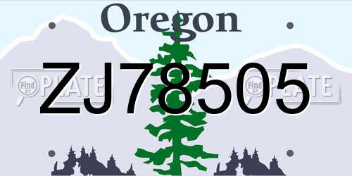 ZJ78505 Oregon License Plate