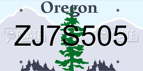 ZJ7S505 Oregon License Plate