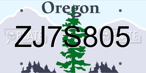 ZJ7S805 Oregon License Plate