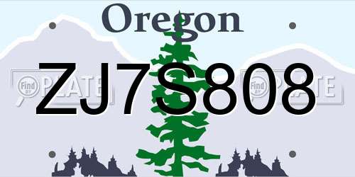 ZJ7S808 Oregon License Plate