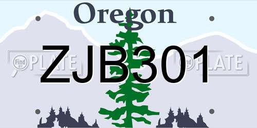 ZJB301 Oregon License Plate