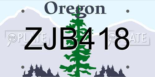 ZJB418 Oregon License Plate