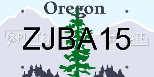 ZJBA15 Oregon License Plate