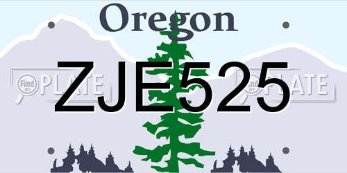 ZJE525 Oregon License Plate