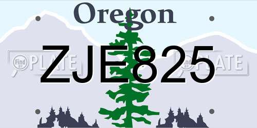 ZJE825 Oregon License Plate