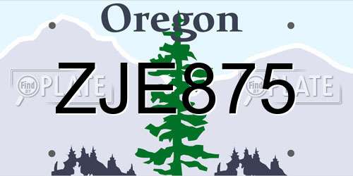 ZJE875 Oregon License Plate