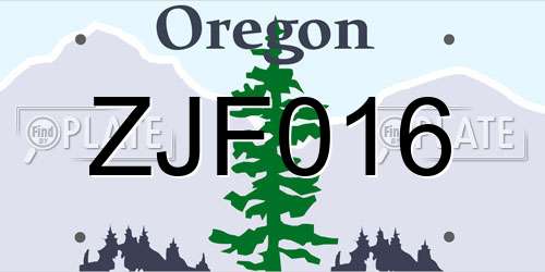 ZJF016 Oregon License Plate