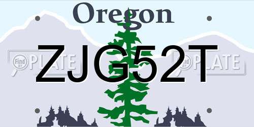 ZJG52T Oregon License Plate