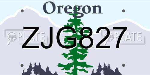 ZJG827 Oregon License Plate