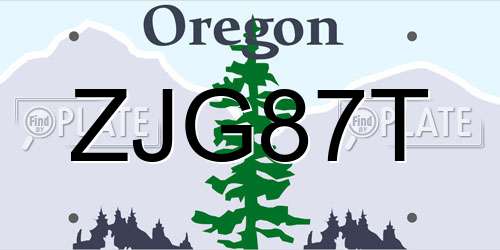 ZJG87T Oregon License Plate