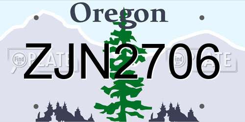 ZJN2706 Oregon License Plate
