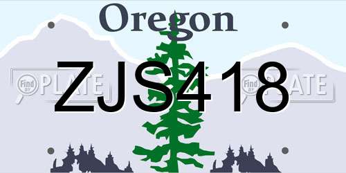 ZJS418 Oregon License Plate