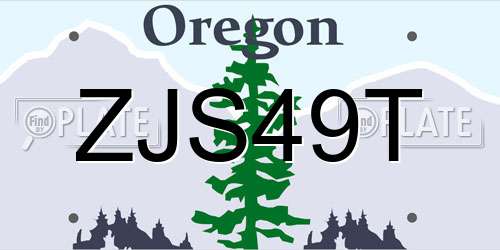ZJS49T Oregon License Plate