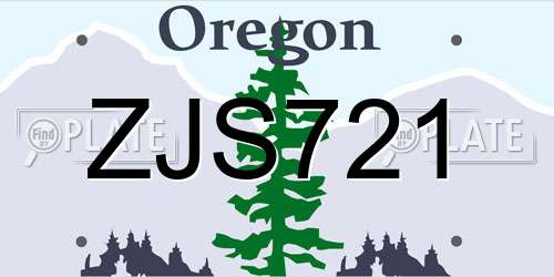 ZJS721 Oregon License Plate
