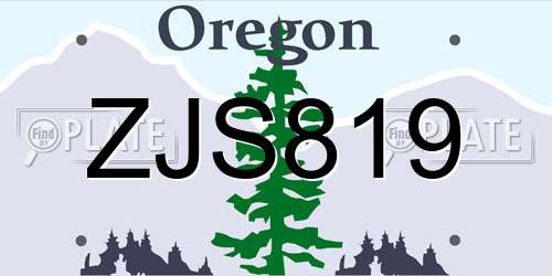 ZJS819 Oregon License Plate
