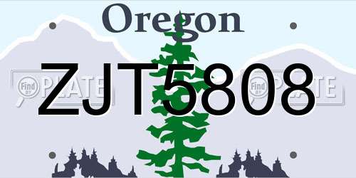 ZJT5808 Oregon License Plate