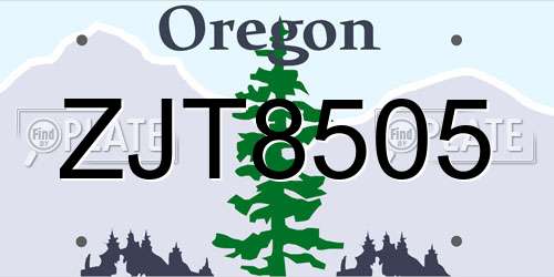 ZJT8505 Oregon License Plate