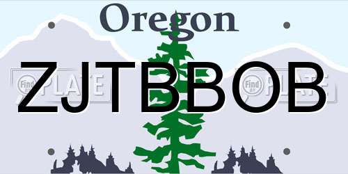 ZJTBBOB Oregon License Plate