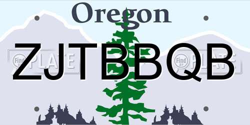 ZJTBBQB Oregon License Plate