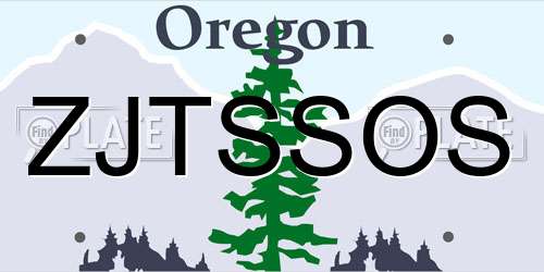 ZJTSSOS Oregon License Plate
