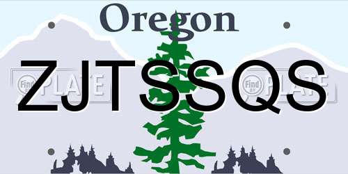 ZJTSSQS Oregon License Plate