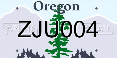 ZJU004 Oregon License Plate