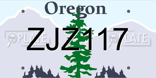 ZJZ117 Oregon License Plate
