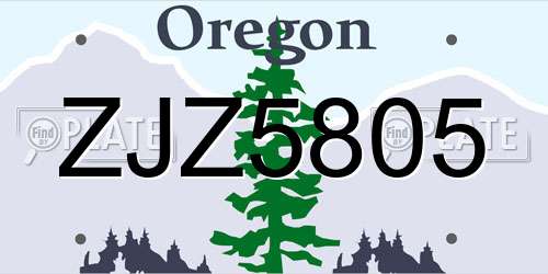 ZJZ5805 Oregon License Plate