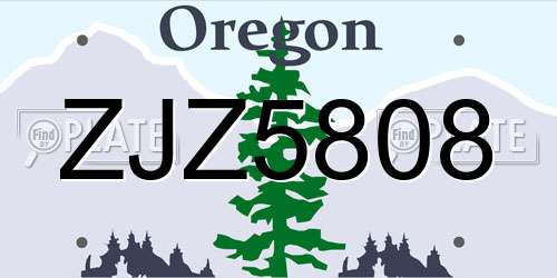 ZJZ5808 Oregon License Plate