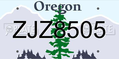 ZJZ8505 Oregon License Plate