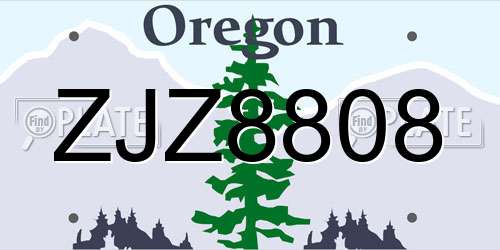 ZJZ8808 Oregon License Plate