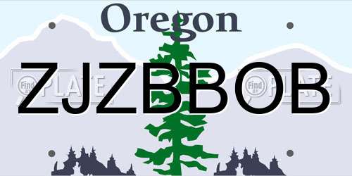 ZJZBBOB Oregon License Plate