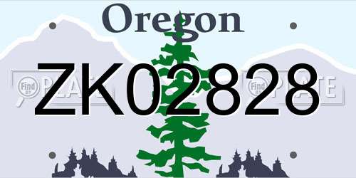 ZK02828 Oregon License Plate