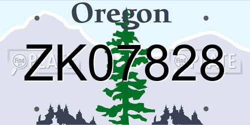 ZK07828 Oregon License Plate